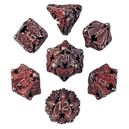 Winged Death Sliver Red Hollow Metal RPG Dice Set | Gamers Paradise