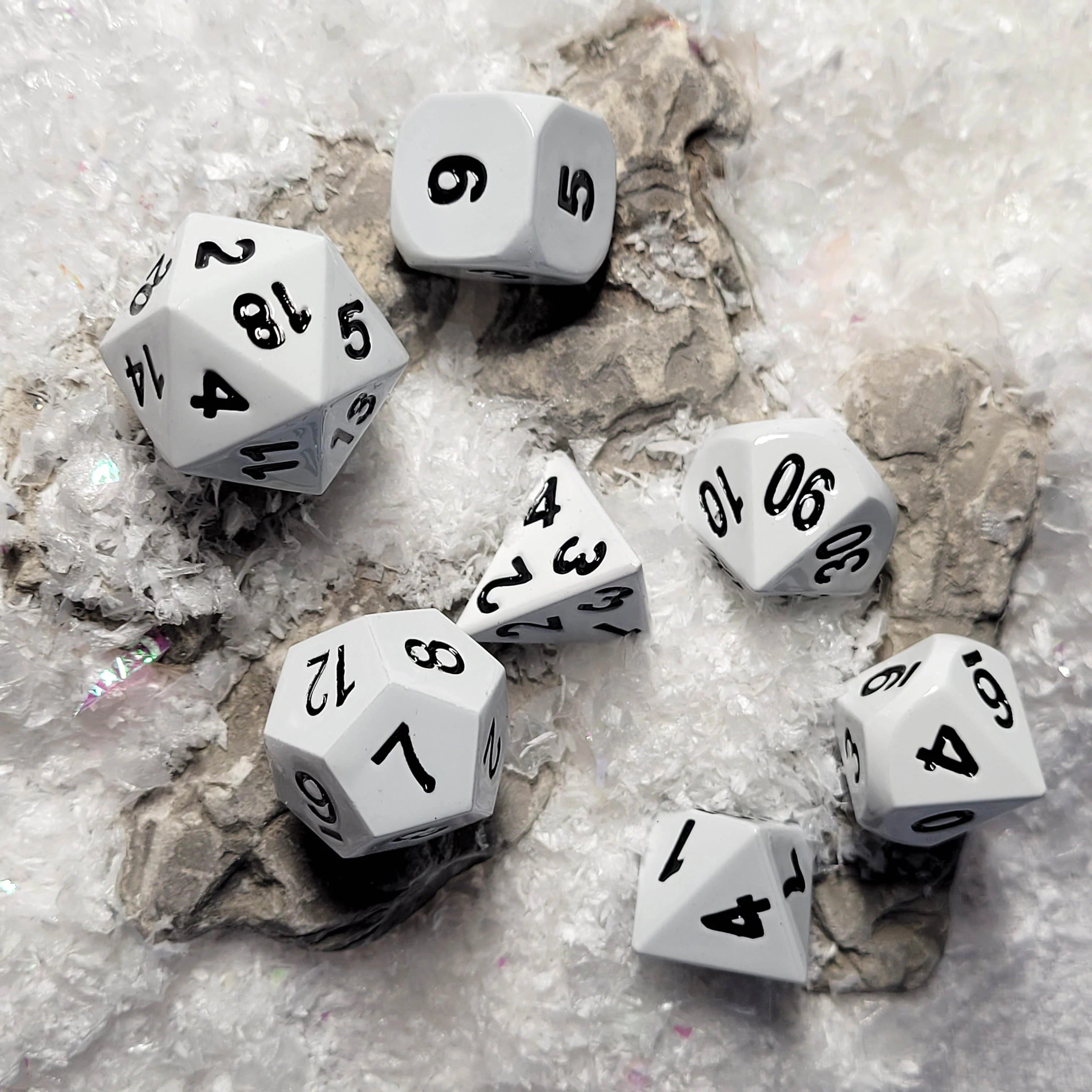 Ghost Set of 7 Metal Dice | Gamers Paradise