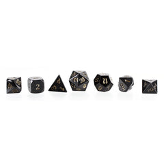 Black Raven Gold Set of 7 Metal Dice | Gamers Paradise