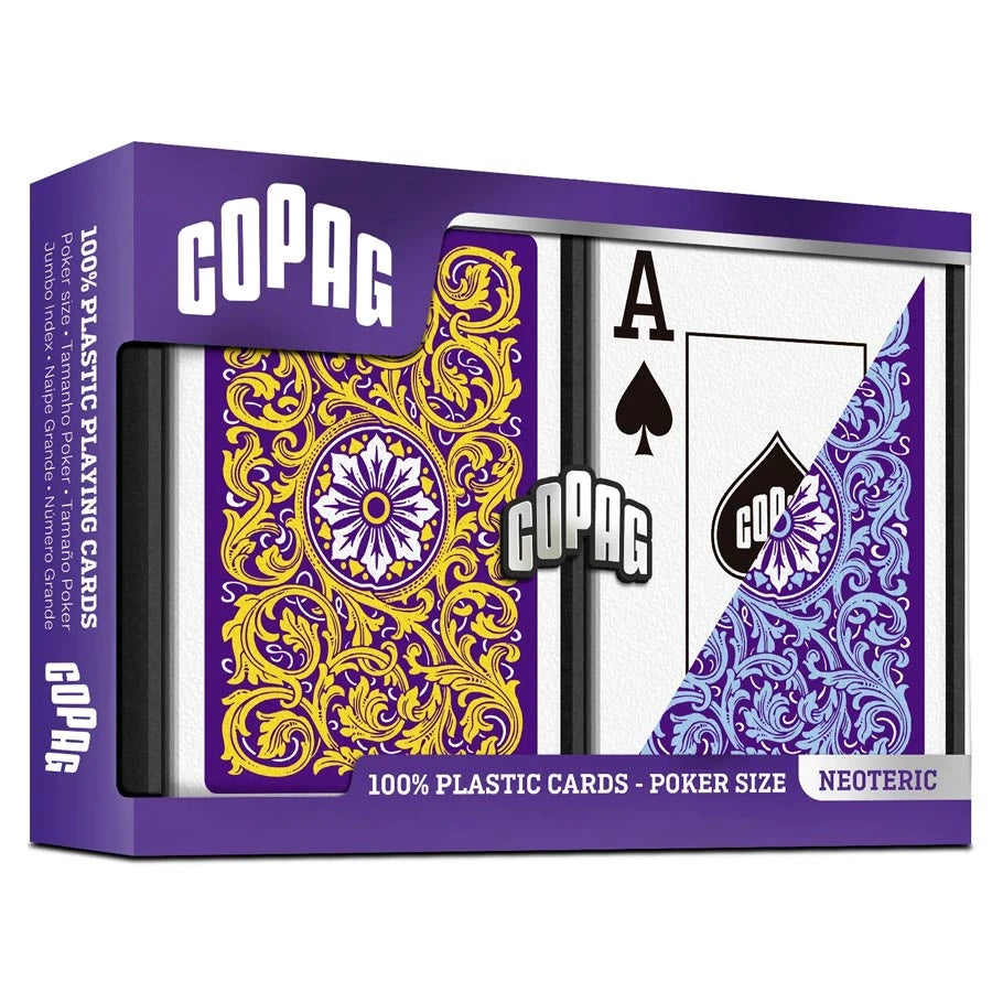Playing Cards: COPAG: Neoteric: Plastic Poker Size Jumbo Index Violet/Yellow/Blue 2-Pack | Gamers Paradise