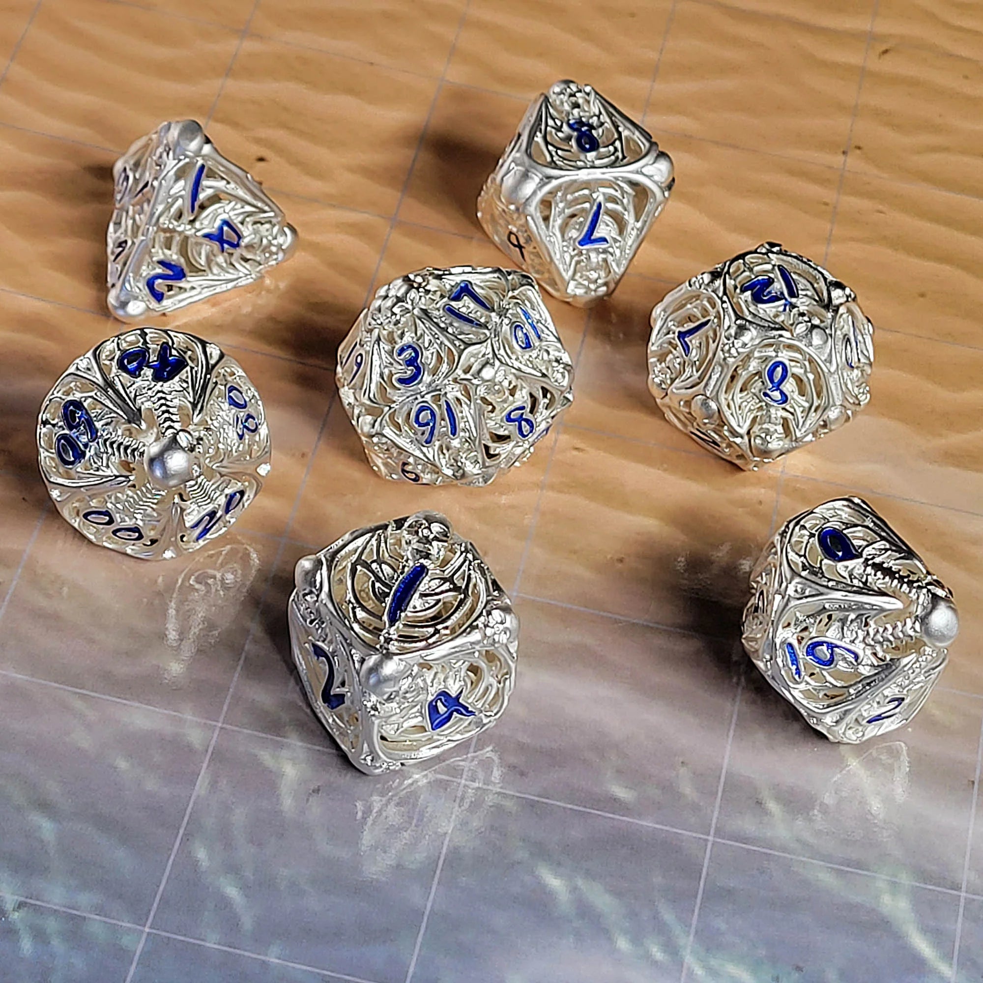 Lich's Throne Silver Hollow Metal RPG Dice Set | Gamers Paradise