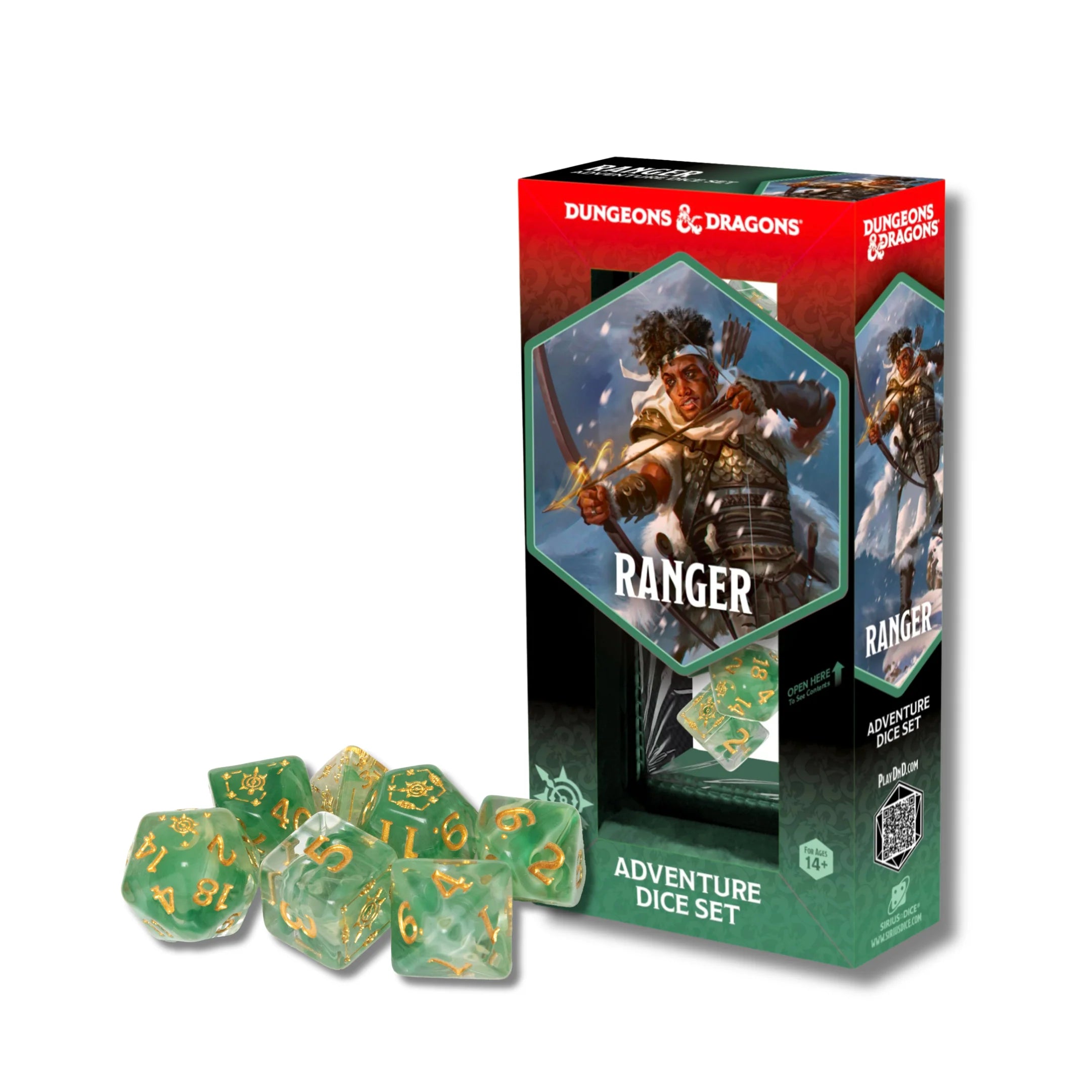 Dungeons & Dragons Adventure Dice - Ranger: White / Green | Sirius Dice | Gamers Paradise