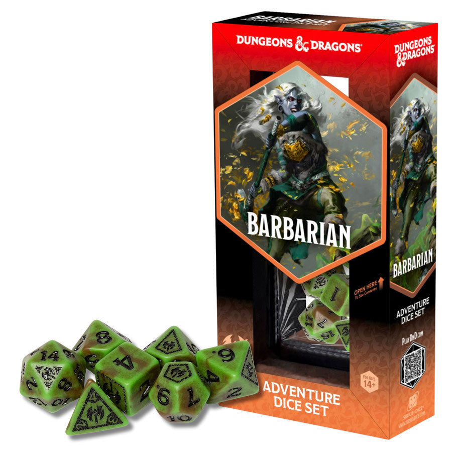Dungeons & Dragons Adventure Dice - Barbarian: GREEN BROWN | Sirius Dice | Gamers Paradise