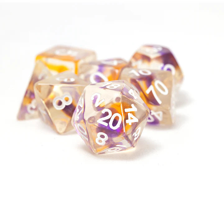 SIRIUS DICE: 7CT POLY DICE SET: TRANSLUCENT: VIOLET SWIRL | Gamers Paradise