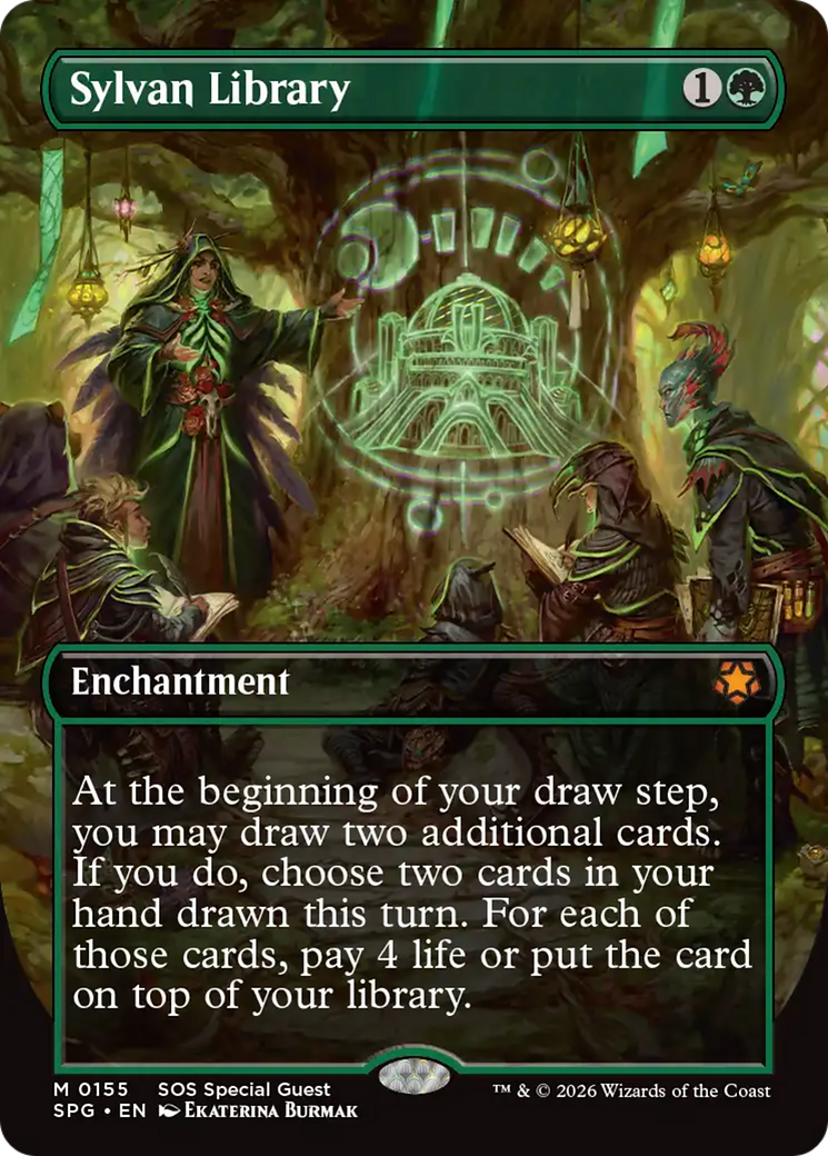 Sylvan Library (Borderless) [Secrets of Strixhaven Special Guests] | Gamers Paradise