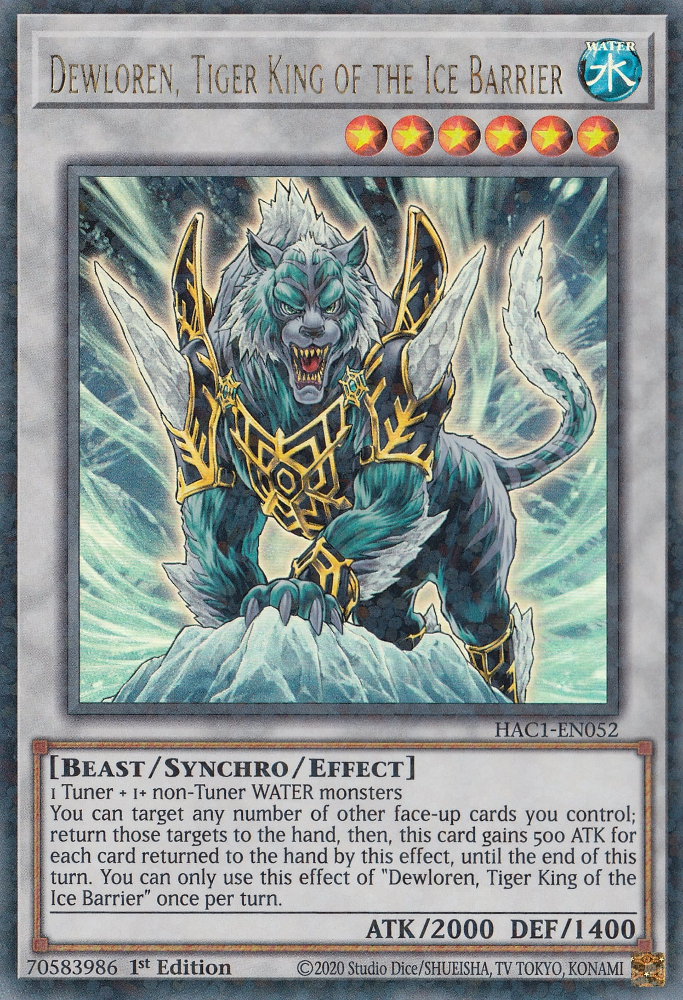 Dewloren, Tiger King of the Ice Barrier (Duel Terminal) [HAC1-EN052] Parallel Rare | Gamers Paradise