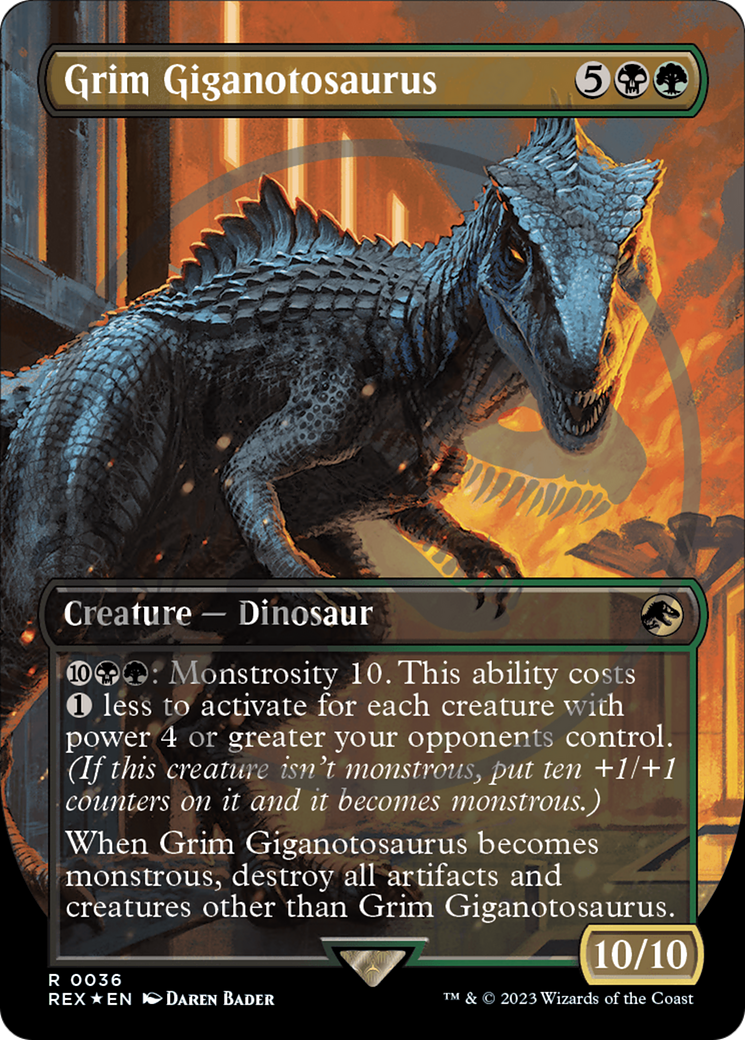 Grim Giganotosaurus (Emblem) (Borderless) [Jurassic World Collection Tokens] | Gamers Paradise