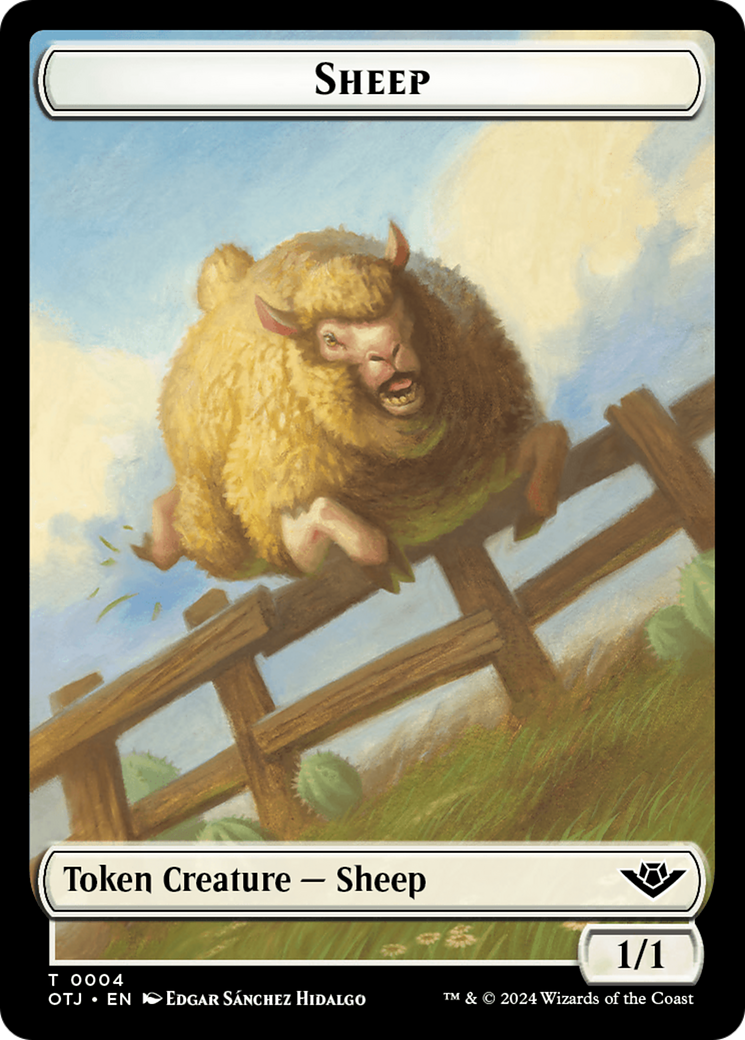 Mercenary // Sheep Double-Sided Token [Outlaws of Thunder Junction Tokens] | Gamers Paradise