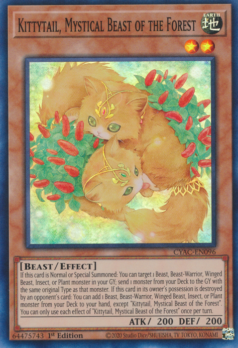 Kittytail, Mystical Beast of the Forest [CYAC-EN096] Super Rare | Gamers Paradise