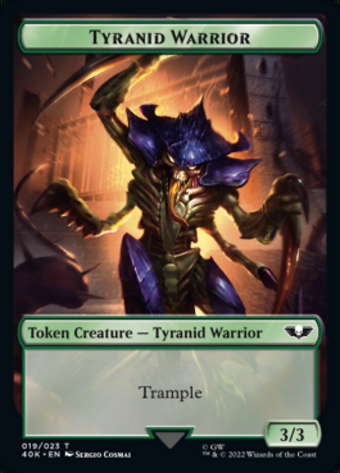 Tyranid (017) // Tyranid Warrior Double-Sided Token (Surge Foil) [Warhammer 40,000 Tokens] | Gamers Paradise