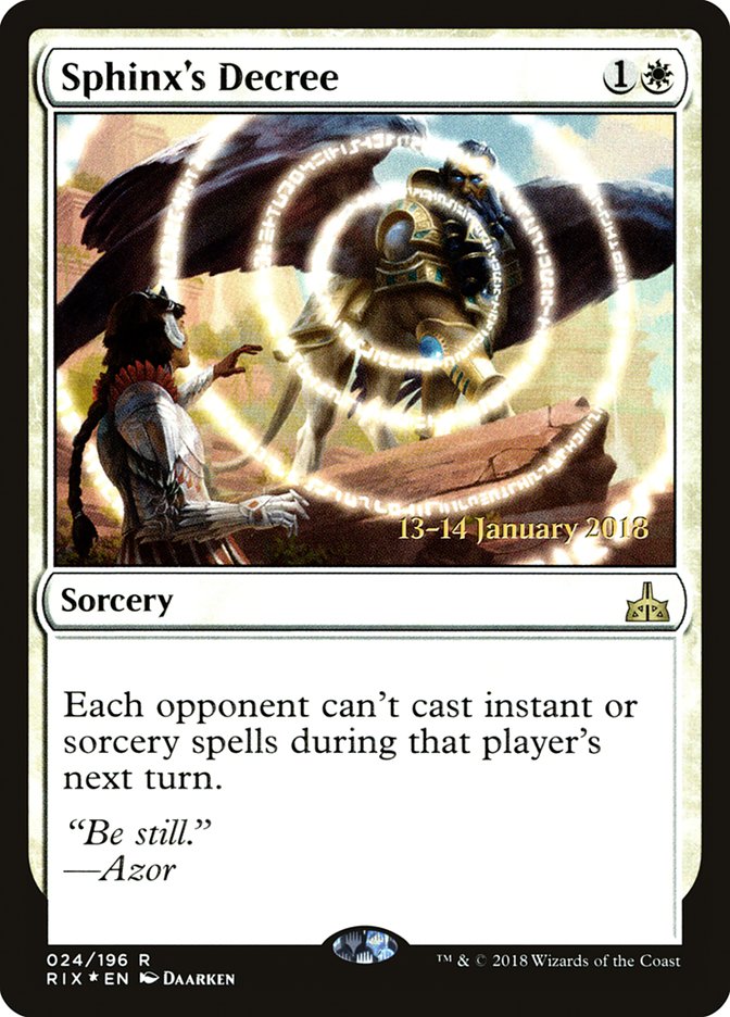 Sphinx's Decree [Rivals of Ixalan Prerelease Promos] | Gamers Paradise