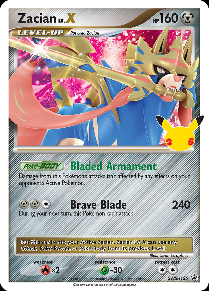 Zacian LV.X (SWSH135) (Celebrations) [Sword & Shield: Black Star Promos] | Gamers Paradise