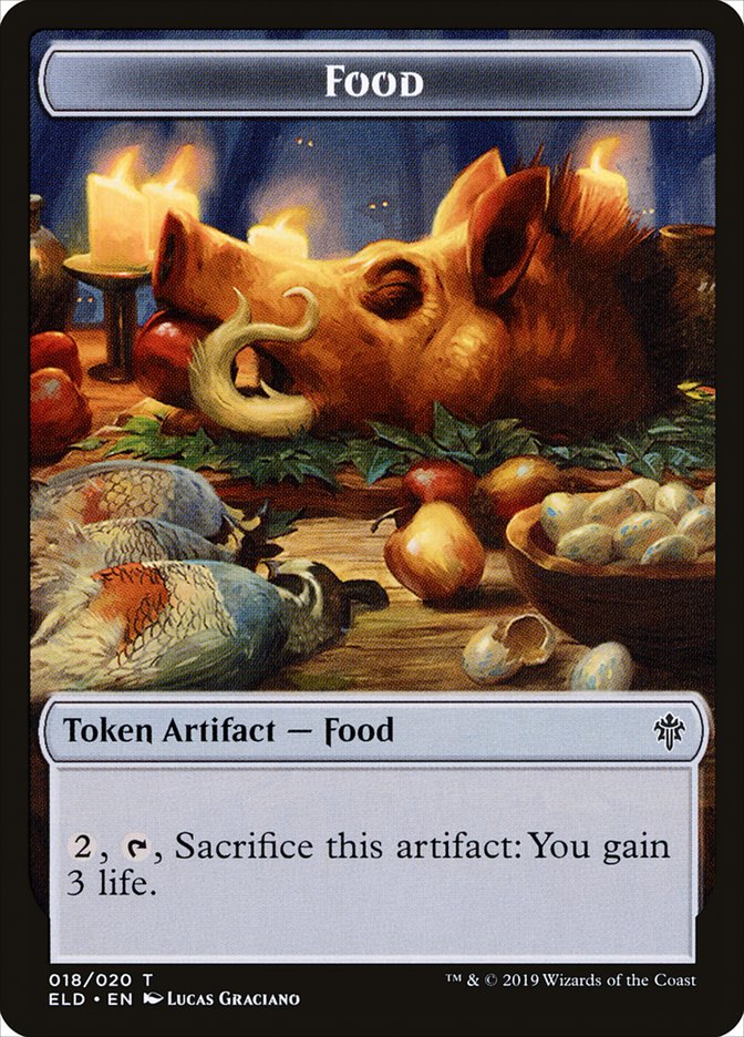 Human Warrior // Food (18) Double-Sided Token [Throne of Eldraine Tokens] | Gamers Paradise