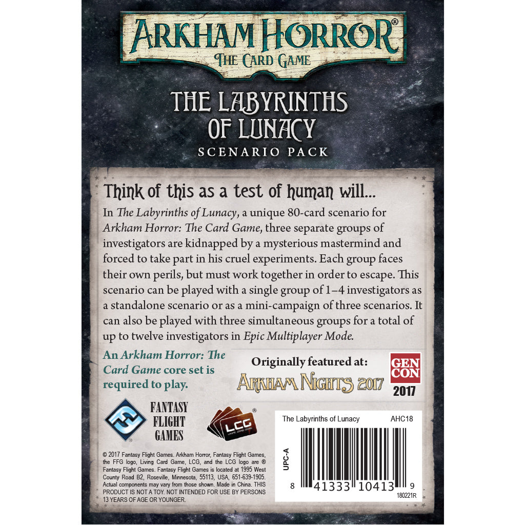 ARKHAM HORROR LCG: THE LABYRINTHS OF LUNACY SCENARIO PACK | Gamers Paradise