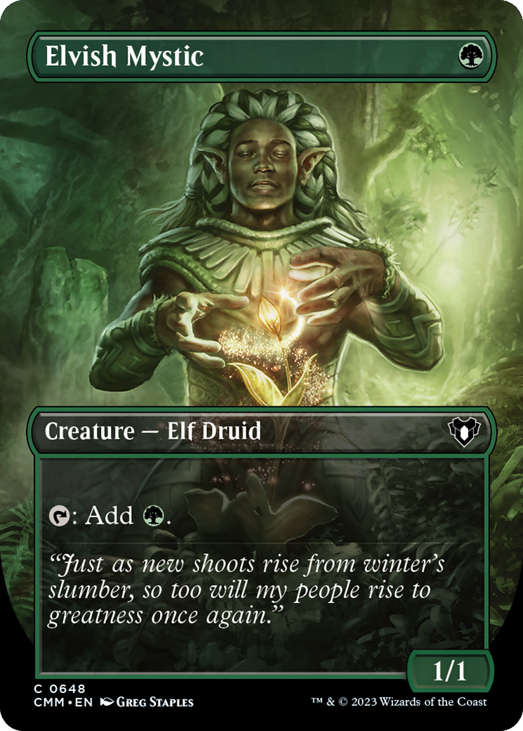 Elvish Mystic (Borderless Alternate Art) [Commander Masters] | Gamers Paradise