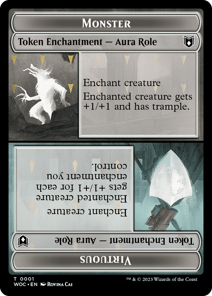 Copy // Monster Role / Virtuous Role Double-Sided Token [Wilds of Eldraine Commander Tokens] | Gamers Paradise