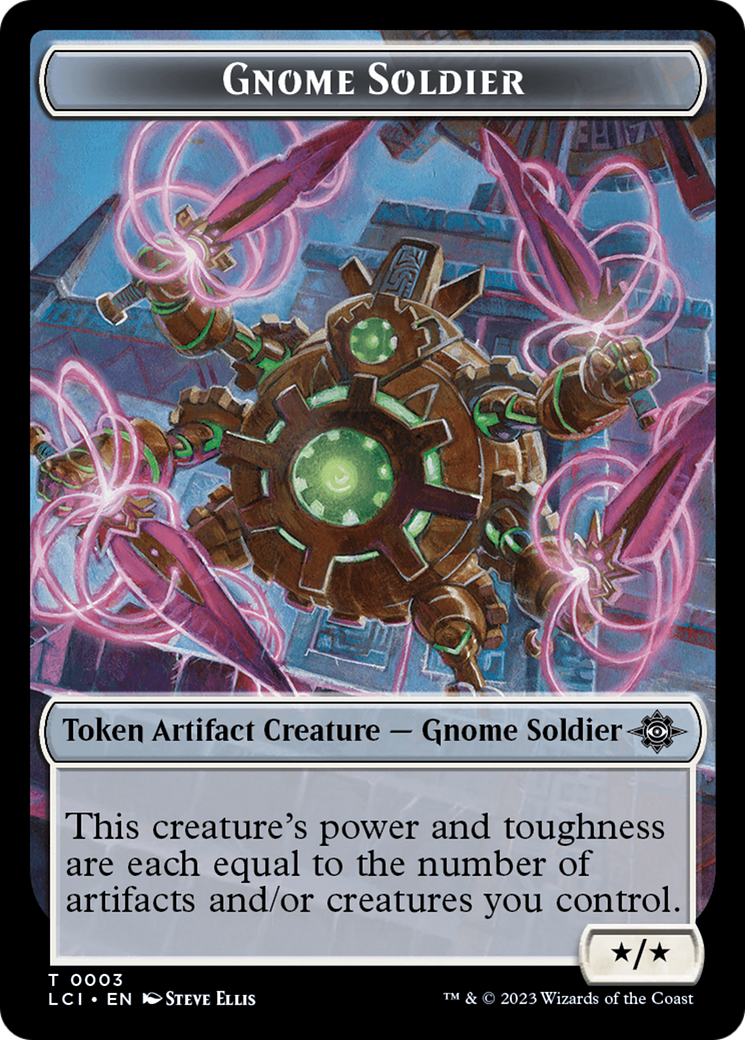 Fungus Dinosaur // Gnome Soldier Double-Sided Token [The Lost Caverns of Ixalan Tokens] | Gamers Paradise