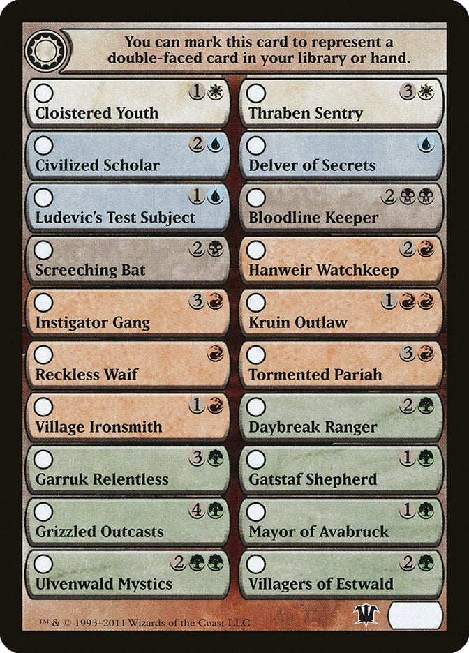 Innistrad Checklist [Innistrad Tokens] | Gamers Paradise