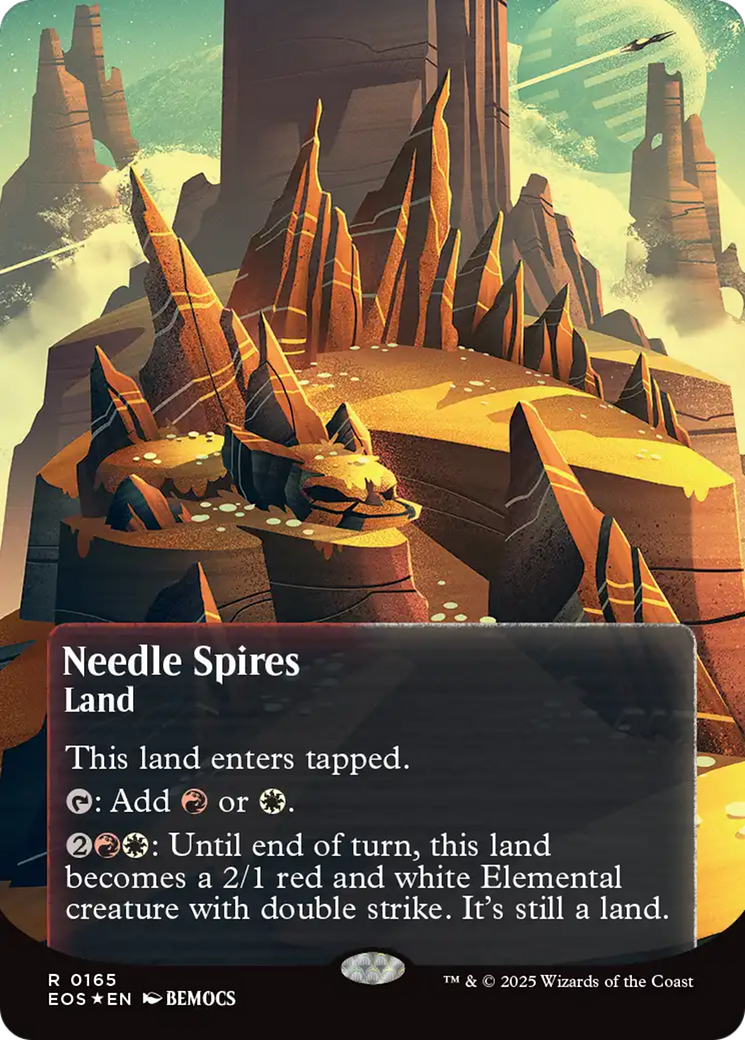 Needle Spires (0165) (Borderless) (Galaxy Foil) [Edge of Eternities: Stellar Sights] | Gamers Paradise