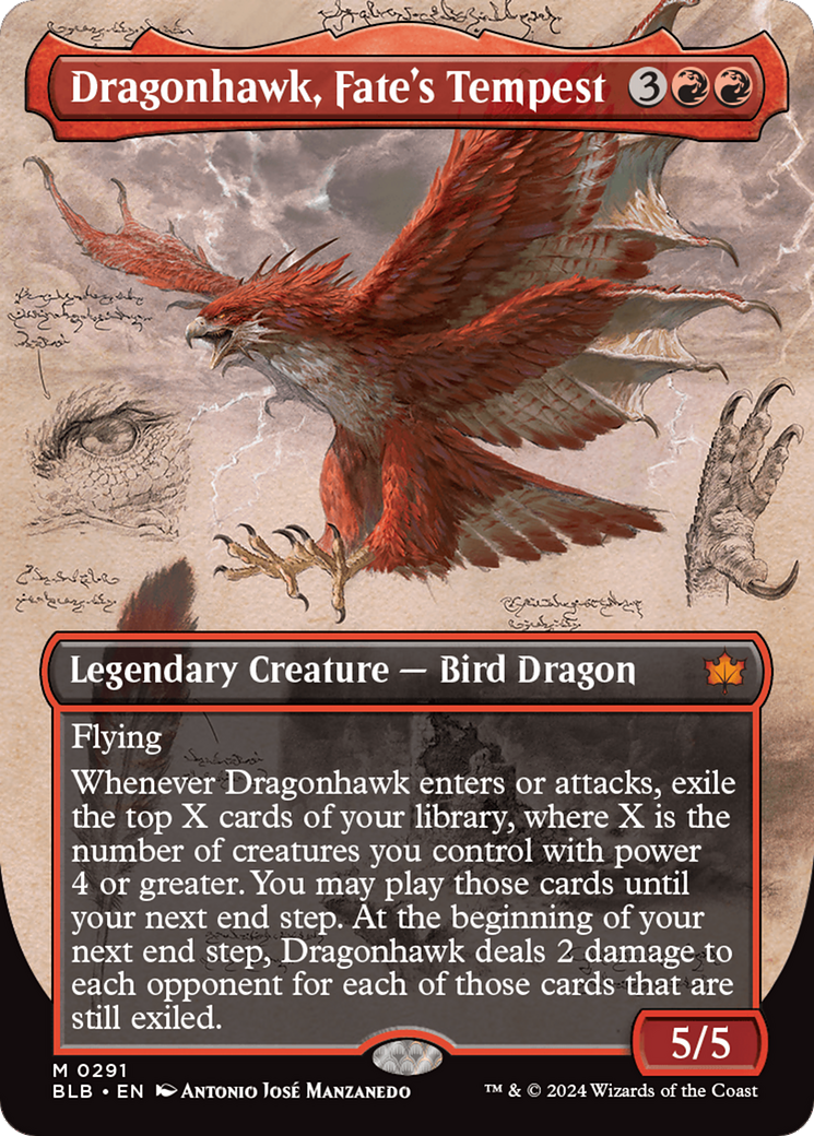 Dragonhawk, Fate's Tempest (Borderless) [Bloomburrow] | Gamers Paradise
