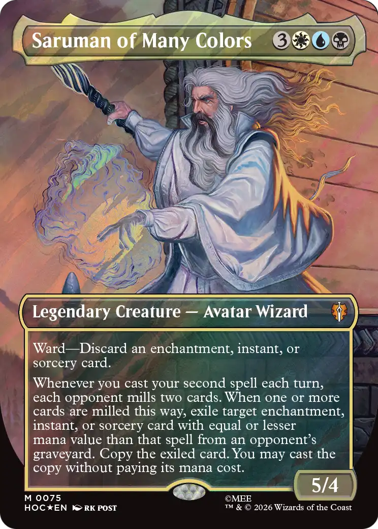 Saruman of Many Colors (Borderless) (Surge Foil) [The Hobbit: Eternal-Legal] | Gamers Paradise
