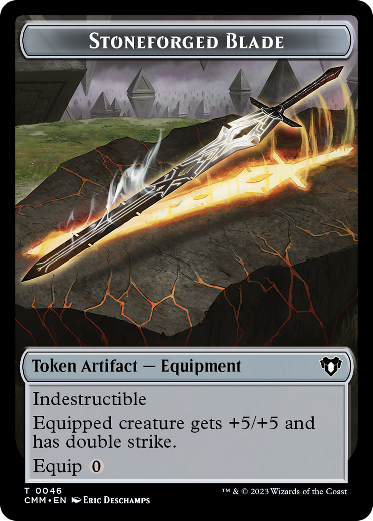 Saproling // Stoneforged Blade Double-Sided Token [Commander Masters Tokens] | Gamers Paradise