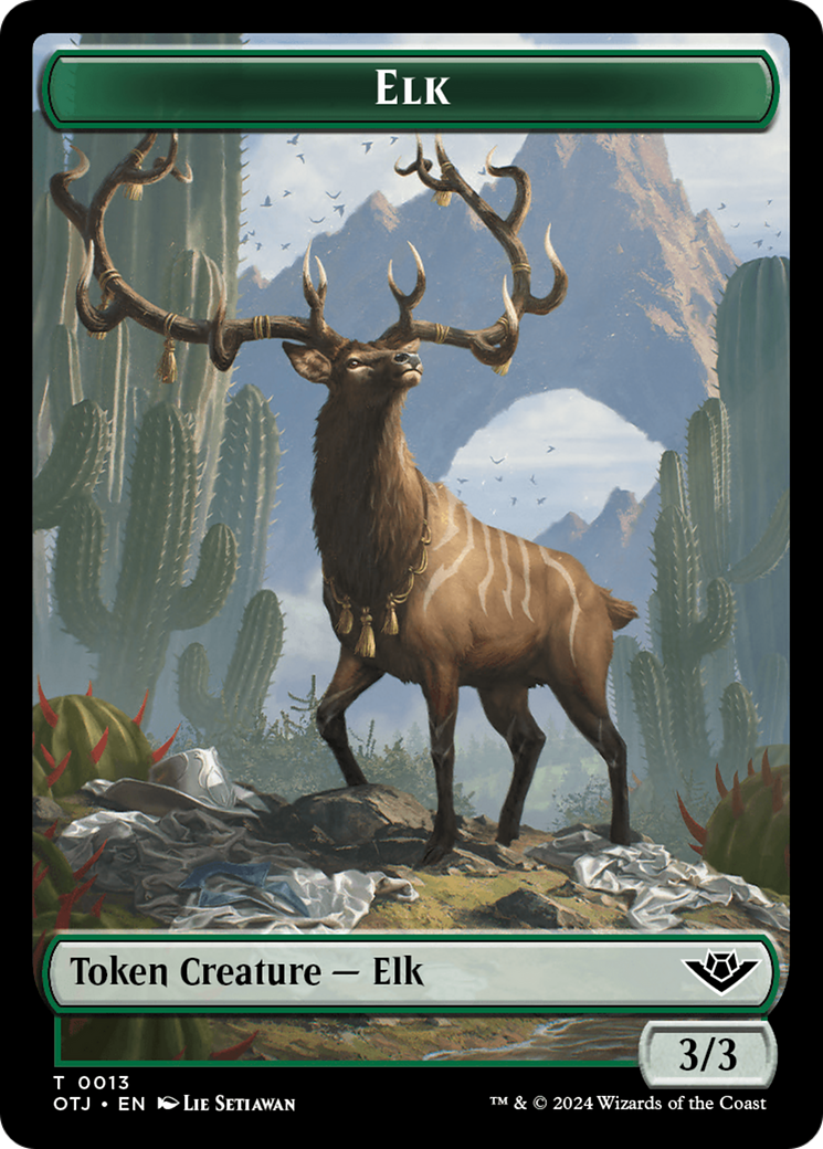 Treasure // Elk Double-Sided Token [Outlaws of Thunder Junction Tokens] | Gamers Paradise