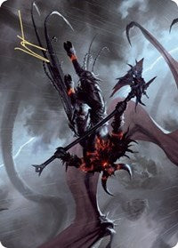 Burning-Rune Demon Art Card (Gold-Stamped Signature) [Kaldheim Art Series] | Gamers Paradise