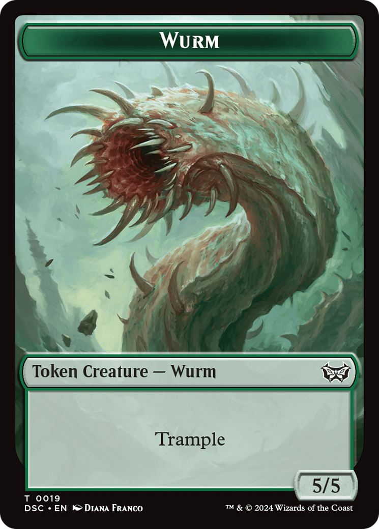 Wurm (0019) // Manifest Double-Sided Token [Duskmourn: House of Horror Commander Tokens] | Gamers Paradise