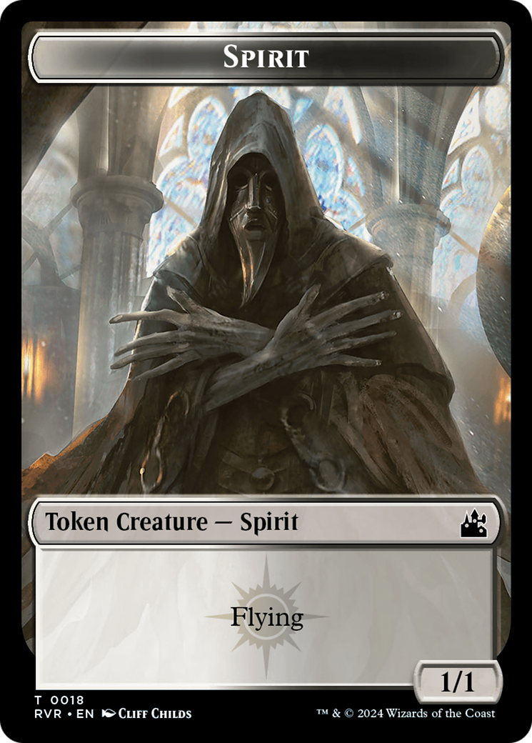 Spirit (0018) // Zombie Double-Sided Token [Ravnica Remastered Tokens] | Gamers Paradise