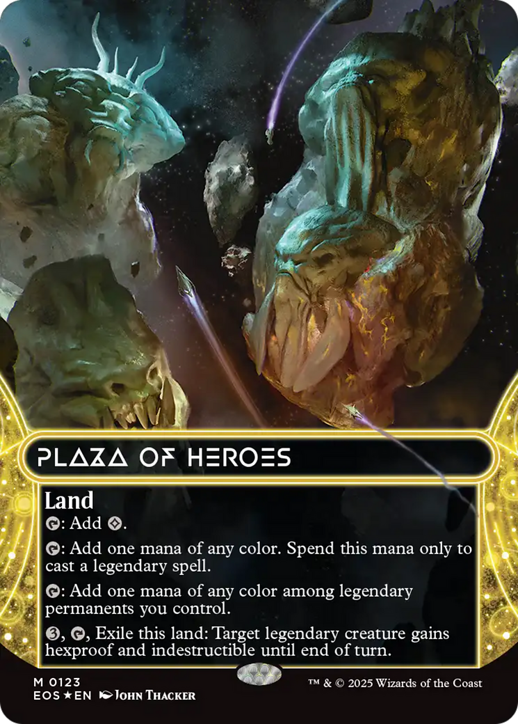 Plaza of Heroes (0123) (Borderless) (Galaxy Foil) [Edge of Eternities: Stellar Sights] | Gamers Paradise