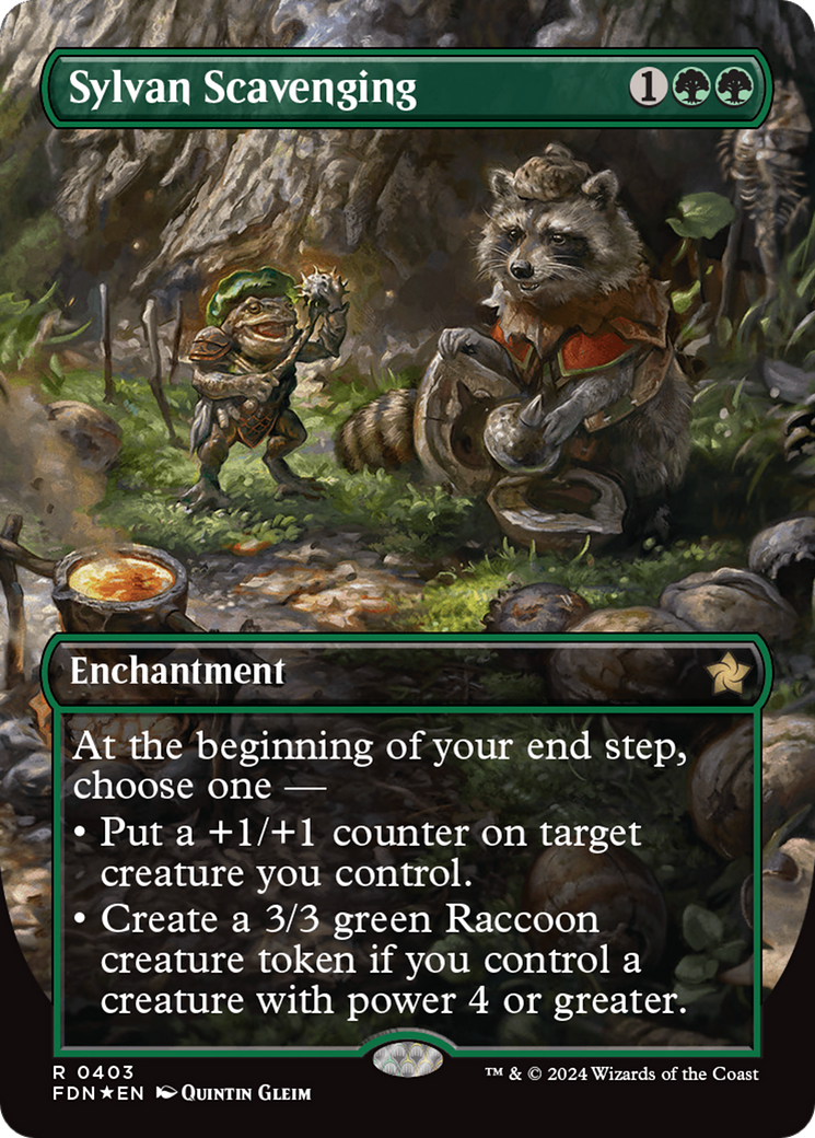 Sylvan Scavenging (Borderless) (Mana Foil) [Foundations] | Gamers Paradise