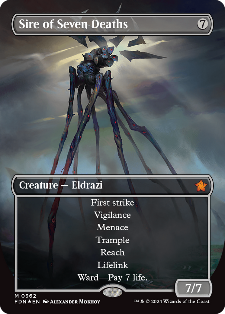 Sire of Seven Deaths (Borderless) (Mana Foil) [Foundations] | Gamers Paradise