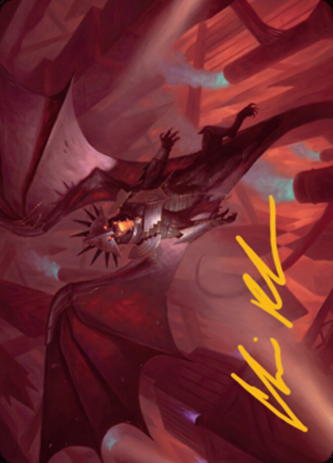 Ziatora, the Incinerator Art Card (Gold-Stamped Signature) [Streets of New Capenna Art Series] | Gamers Paradise