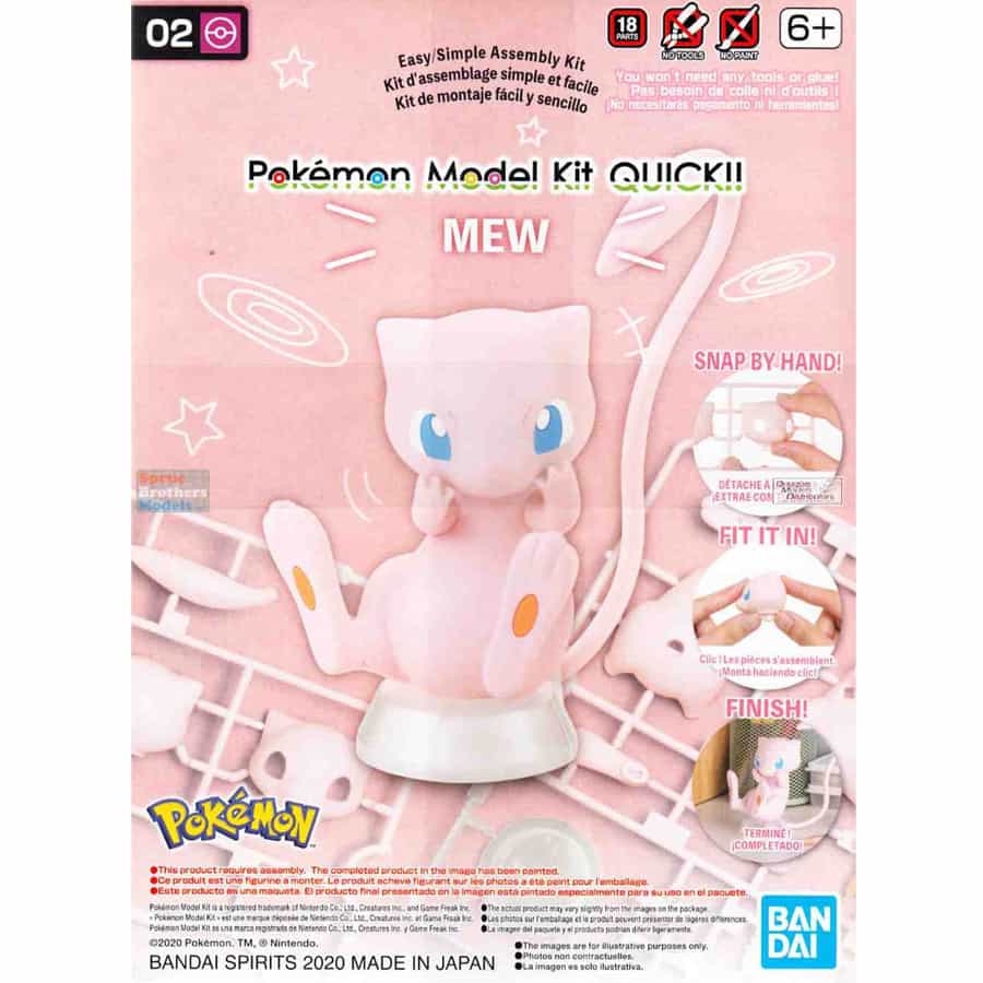 BANDAI HOBBY: QUICK POKEMON MODEL KIT: MEW (MODEL 02) (POKEPLA MODEL KIT) | Gamers Paradise