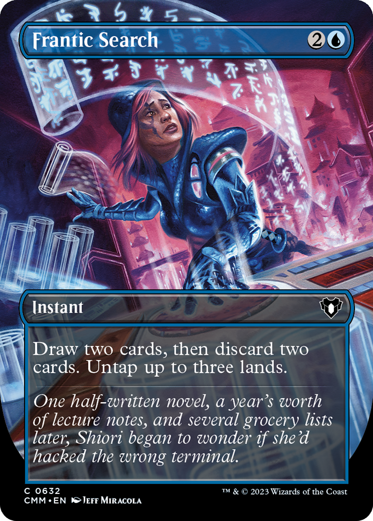 Frantic Search (Borderless Alternate Art) [Commander Masters] | Gamers Paradise