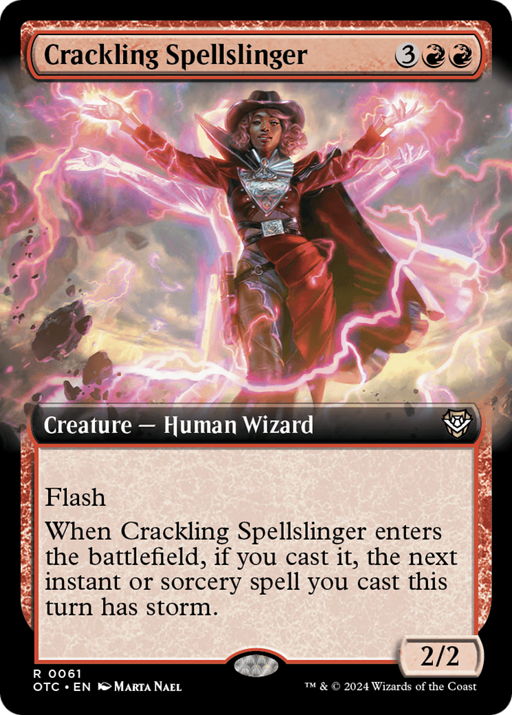 Crackling Spellslinger (Extended Art) [Outlaws of Thunder Junction Commander] | Gamers Paradise