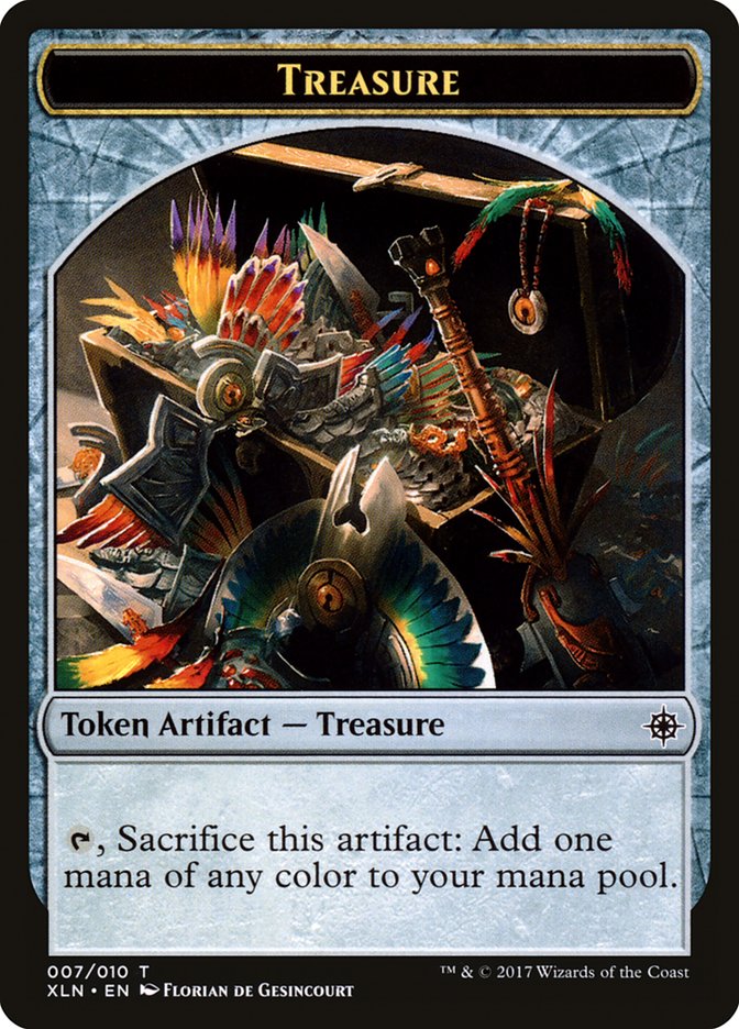 Saproling // Treasure (007) Double-Sided Token [Explorers of Ixalan Tokens] | Gamers Paradise