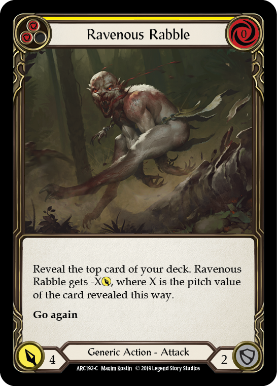 Ravenous Rabble (Yellow) [ARC192-C] (Arcane Rising)  1st Edition Rainbow Foil | Gamers Paradise