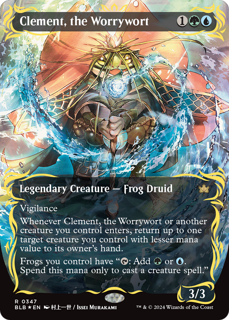 Clement, the Worrywort (Borderless) (Raised Foil) [Bloomburrow] | Gamers Paradise