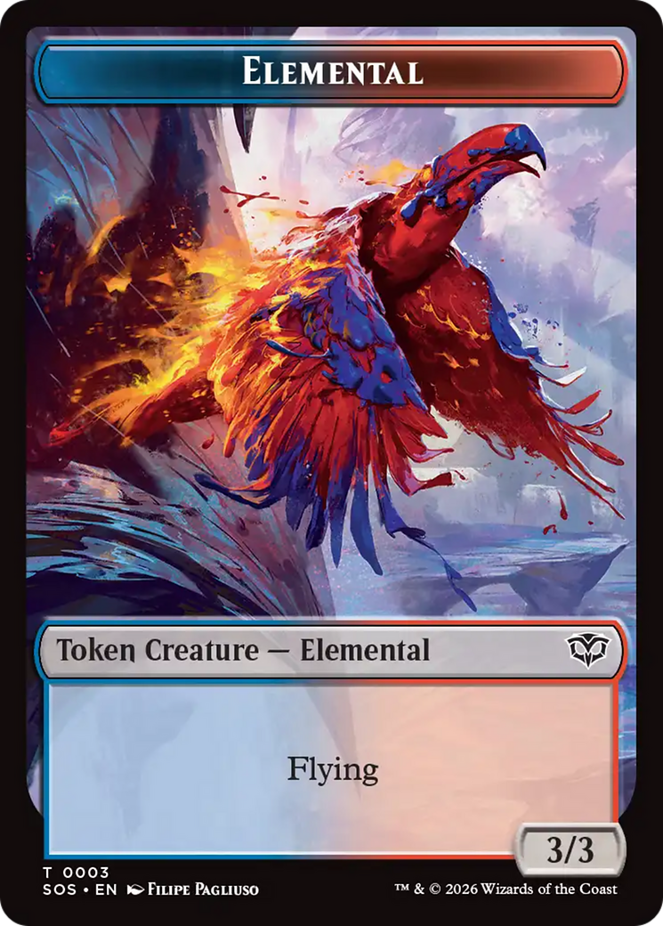Elemental (0003) // Treasure Double-Sided Token [Secrets of Strixhaven Tokens] | Gamers Paradise