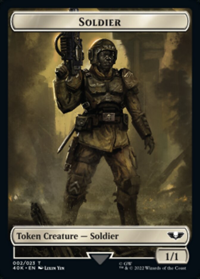 Soldier (002) // Zephyrim Double-Sided Token (Surge Foil) [Warhammer 40,000 Tokens] | Gamers Paradise