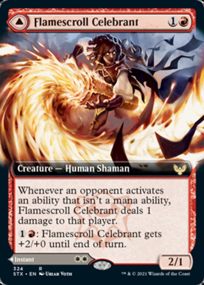 Flamescroll Celebrant // Revel in Silence (Extended Art) [Strixhaven: School of Mages] | Gamers Paradise