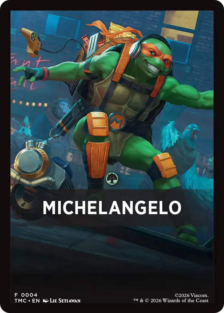 Michelangelo Theme Card [Teenage Mutant Ninja Turtles Commander Tokens] | Gamers Paradise