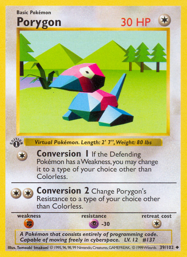Porygon (39/102) (Shadowless) [Base Set 1st Edition] | Gamers Paradise