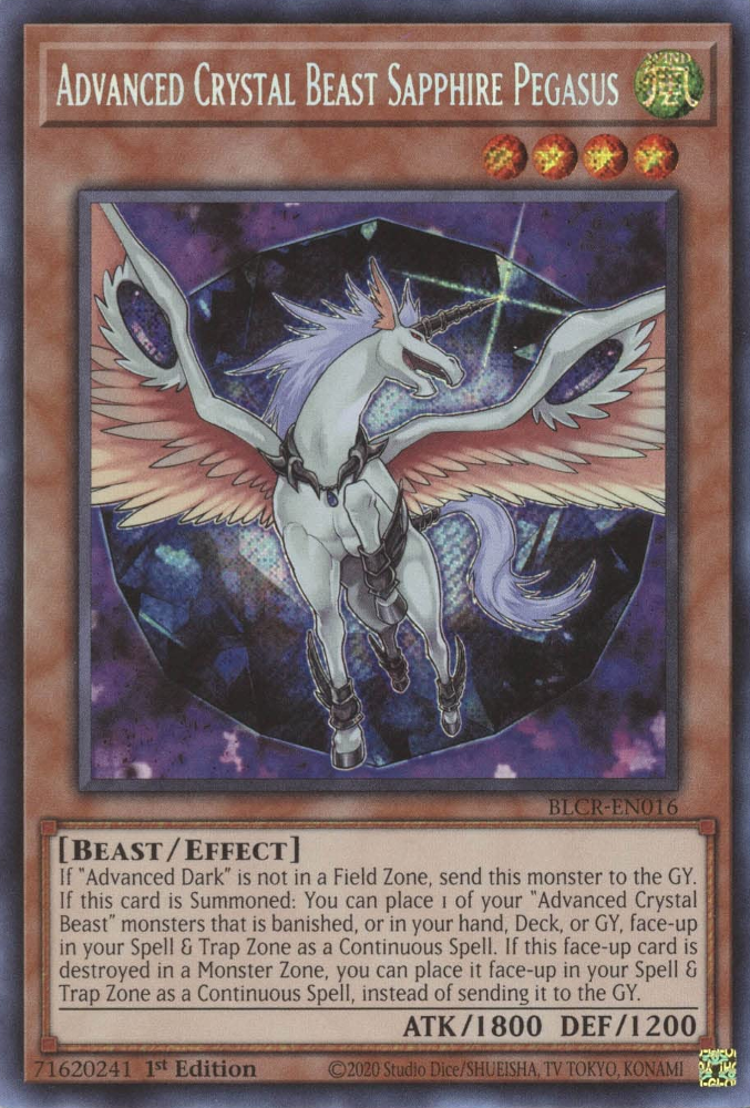 Advanced Crystal Beast Sapphire Pegasus [BLCR-EN016] Secret Rare | Gamers Paradise