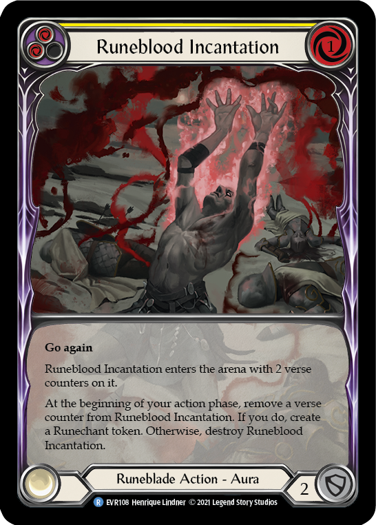 Runeblood Incantation (Yellow) [EVR108] (Everfest)  1st Edition Extended Art Rainbow Foil | Gamers Paradise