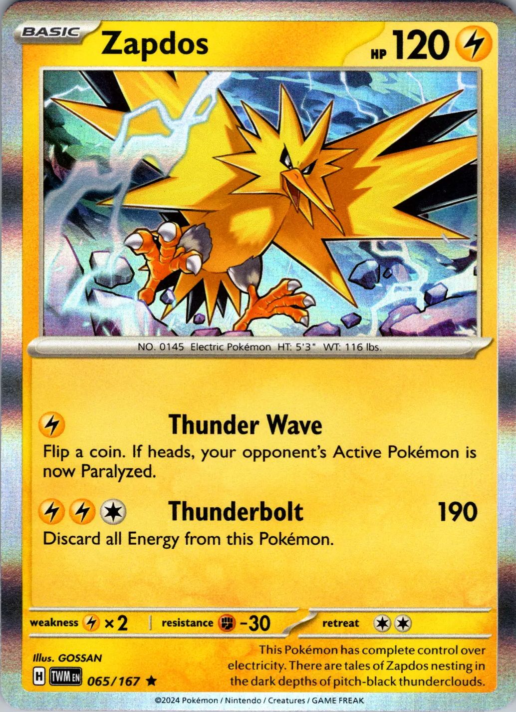 Zapdos (065/167) [Scarlet & Violet: Twilight Masquerade] | Gamers Paradise