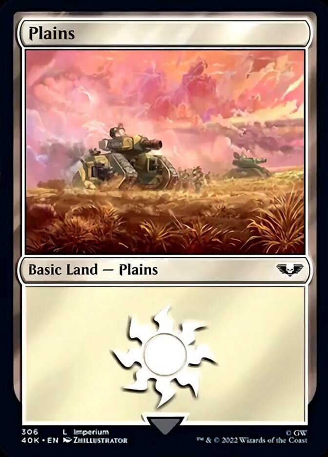 Plains (306) (Surge Foil) [Warhammer 40,000] | Gamers Paradise