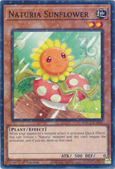 Naturia Sunflower (Duel Terminal) [HAC1-EN102] Parallel Rare | Gamers Paradise